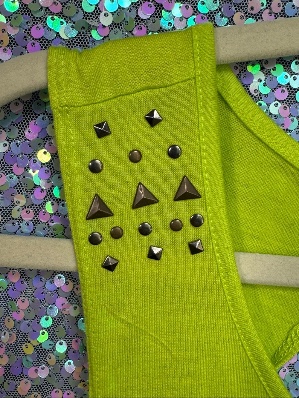 BONGO Neon Lime Stud-Shoulder Sleeveless Tank Top - Low Back - Picture 7 of 7